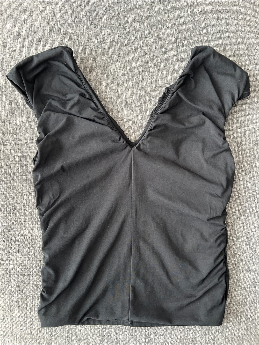 J. Crew Black V-Neck Ruched Top